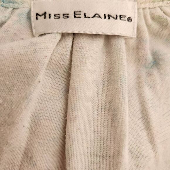 Miss Elaine women's L cream blue floral Rose pajama dress PJ nightdress nighty - Picture 6 of 6